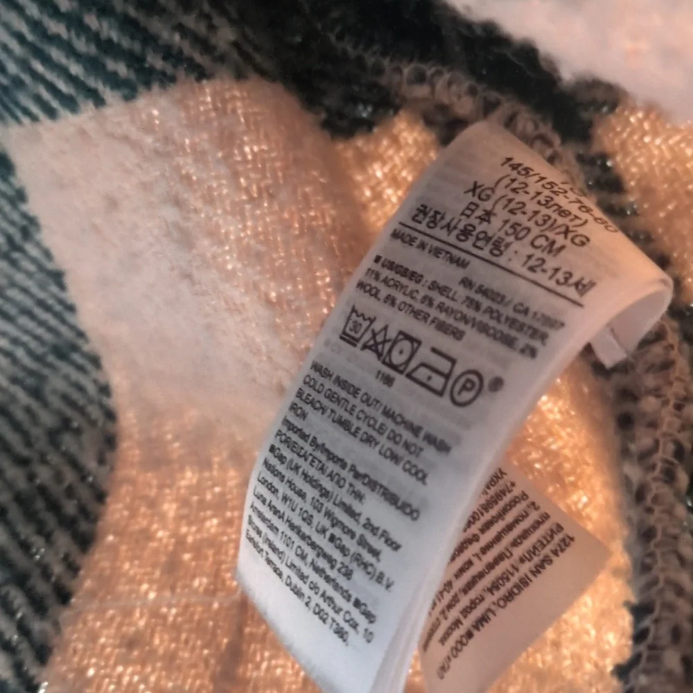 GAP‎ Kids Fleece Plaid Shacket Button Jacket Size XL